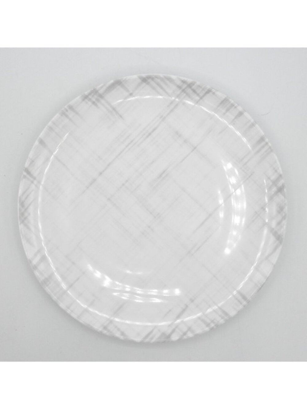 Linen Weave Crosshatch Martha Stewart 10 Inch Dinner Plates Set of 4 White/Gray - Picture 3 of 7